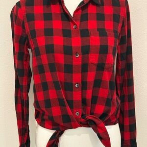 Plaid Red and Black Women's Top